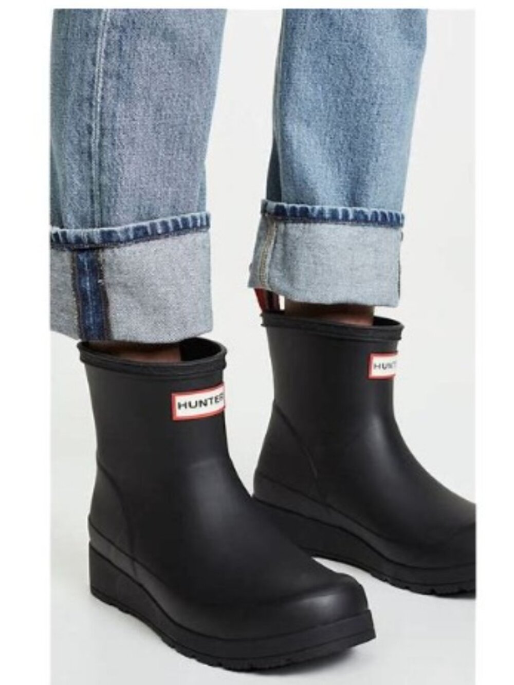 Hunter Women's Black Play Short Wedge Platform Rain Boot NEW! Size 9, 10, 11